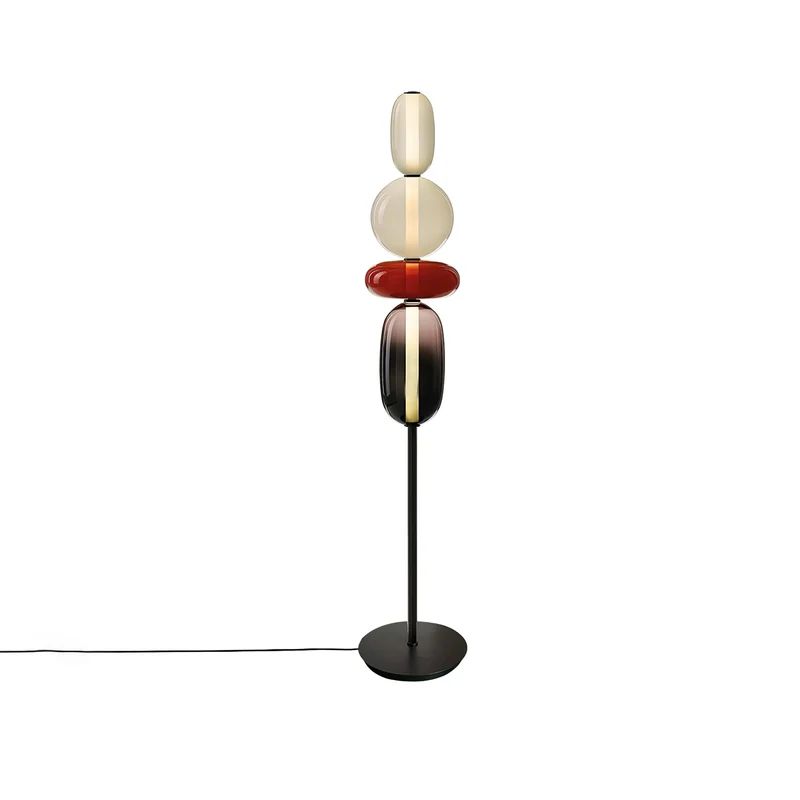 Vloerlamp Glas LED 130 of 160 cm Rood Wit Zwart Woonkamer Design Staande Lamp Lichtobject Interieur | Sansoti