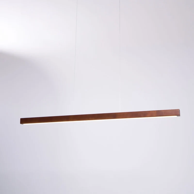 LED Hanglamp Hout Lineair Warm Licht Eettafel Kookeiland Minimalistisch Japandi Design Verstelbaar Snoer Balklamp | Sansoti