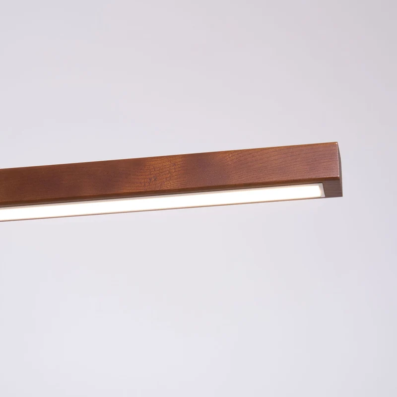 LED Hanglamp Hout Lineair Warm Licht Eettafel Kookeiland Minimalistisch Japandi Design Verstelbaar Snoer Balklamp | Sansoti