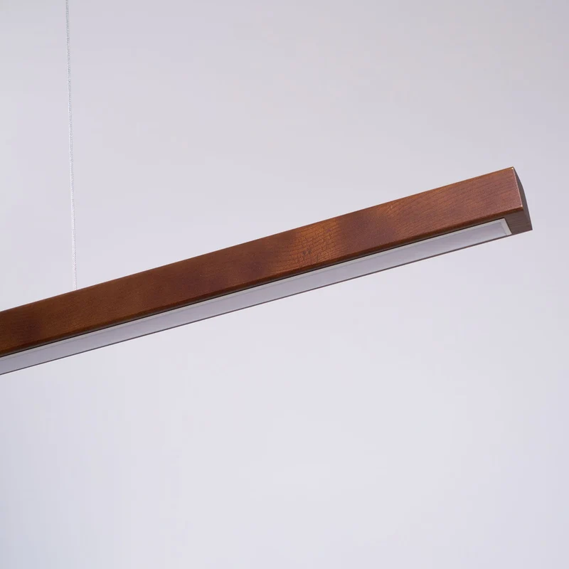 LED Hanglamp Hout Lineair Warm Licht Eettafel Kookeiland Minimalistisch Japandi Design Verstelbaar Snoer Balklamp | Sansoti
