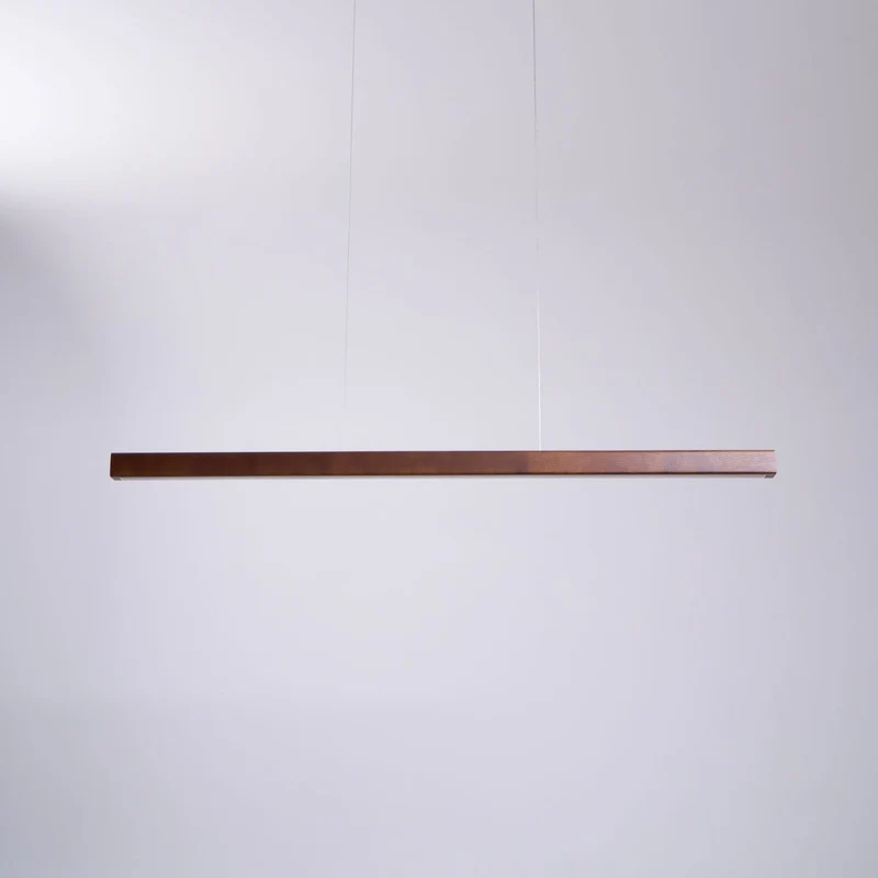 LED Hanglamp Hout Lineair Warm Licht Eettafel Kookeiland Minimalistisch Japandi Design Verstelbaar Snoer Balklamp | Sansoti