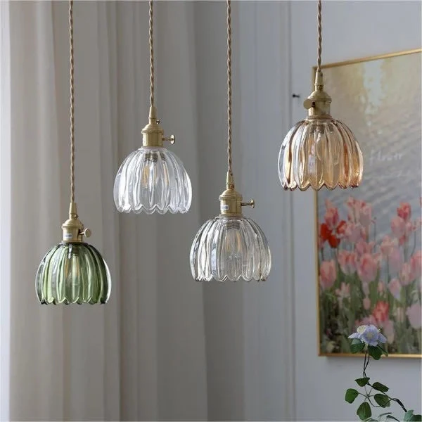 Hanglamp Glas E27 Amber Tulpvorm Retro Eettafel Woonkamer Hal Vintage Glazen Hanglamp Sfeerverlichting | Sansoti