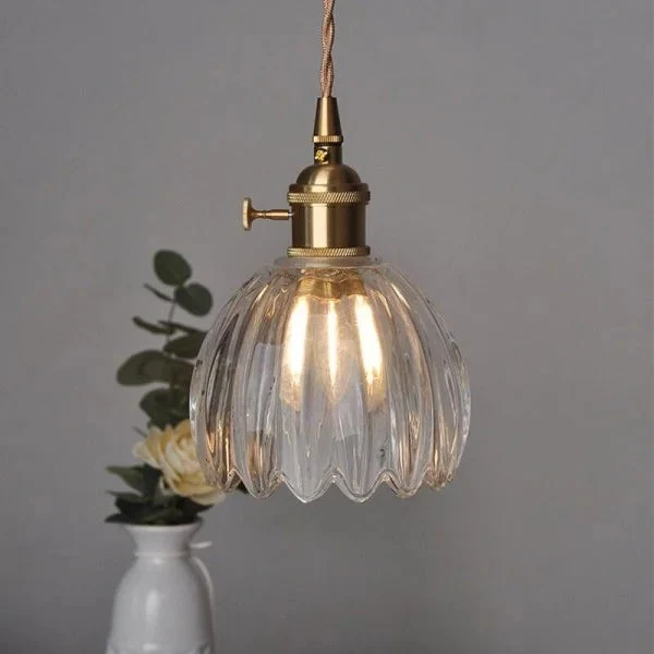 Hanglamp Glas E27 Amber Tulpvorm Retro Eettafel Woonkamer Hal Vintage Glazen Hanglamp Sfeerverlichting | Sansoti