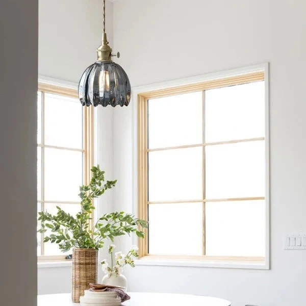 Hanglamp Glas E27 Amber Tulpvorm Retro Eettafel Woonkamer Hal Vintage Glazen Hanglamp Sfeerverlichting | Sansoti