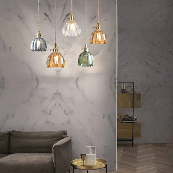 Hanglamp Glas E27 Amber Tulpvorm Retro Eettafel Woonkamer Hal Vintage Glazen Hanglamp Sfeerverlichting | Sansoti