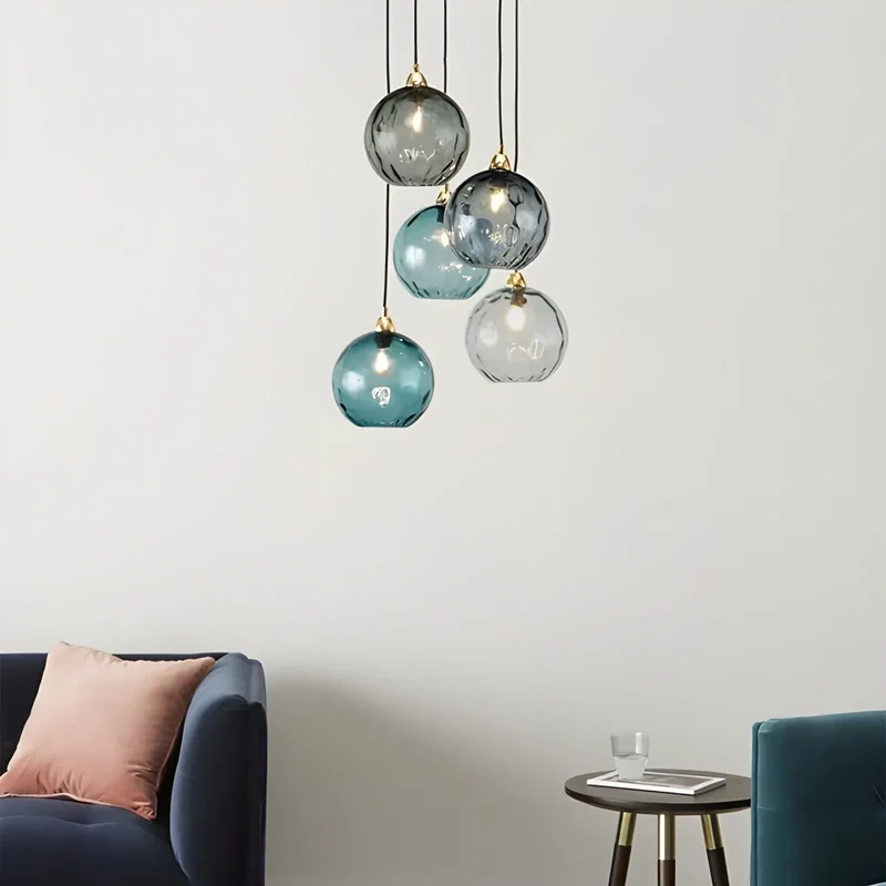 Hanglamp Glas E26 20 cm Grijs Eettafel Woonkamer Slaapkamer Rookglas Bollamp Pendellamp Sfeerverlichting | Sansoti