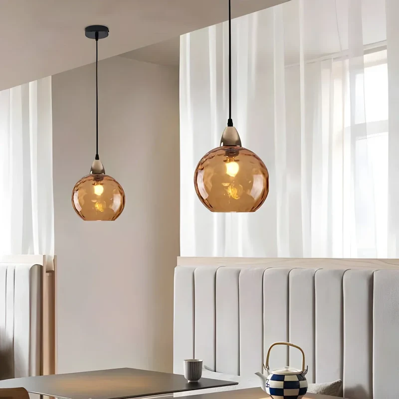 Hanglamp Glas E26 20 cm Grijs Eettafel Woonkamer Slaapkamer Rookglas Bollamp Pendellamp Sfeerverlichting | Sansoti