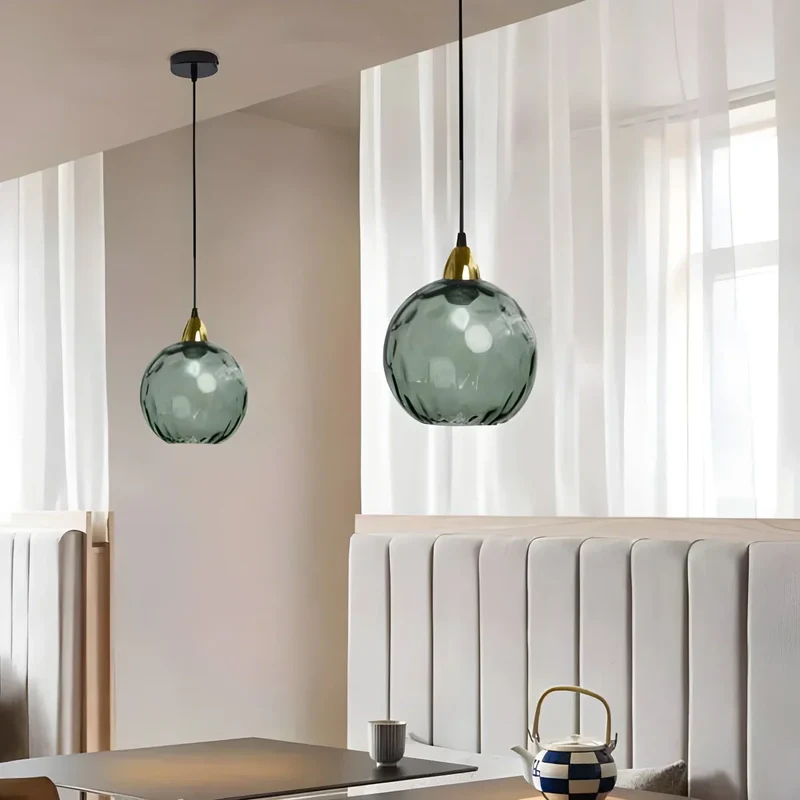 Hanglamp Glas E26 20 cm Grijs Eettafel Woonkamer Slaapkamer Rookglas Bollamp Pendellamp Sfeerverlichting | Sansoti