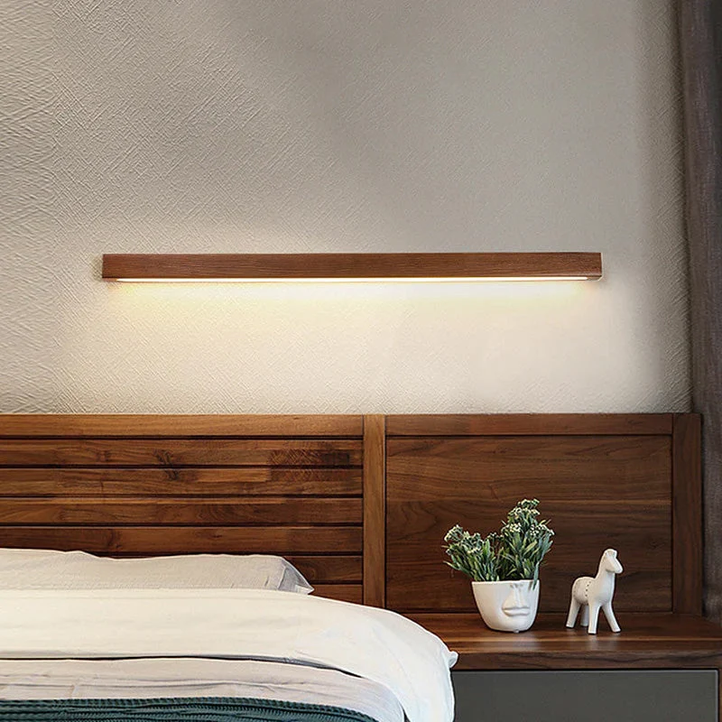 LED Wandlamp Hout Lineair Warm Wit Badkamer Slaapkamer Wandverlichting Modern Minimalistisch Lichtbalk | Sansoti