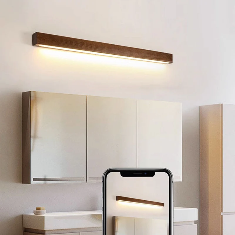 LED Wandlamp Hout Lineair Warm Wit Badkamer Slaapkamer Wandverlichting Modern Minimalistisch Lichtbalk | Sansoti
