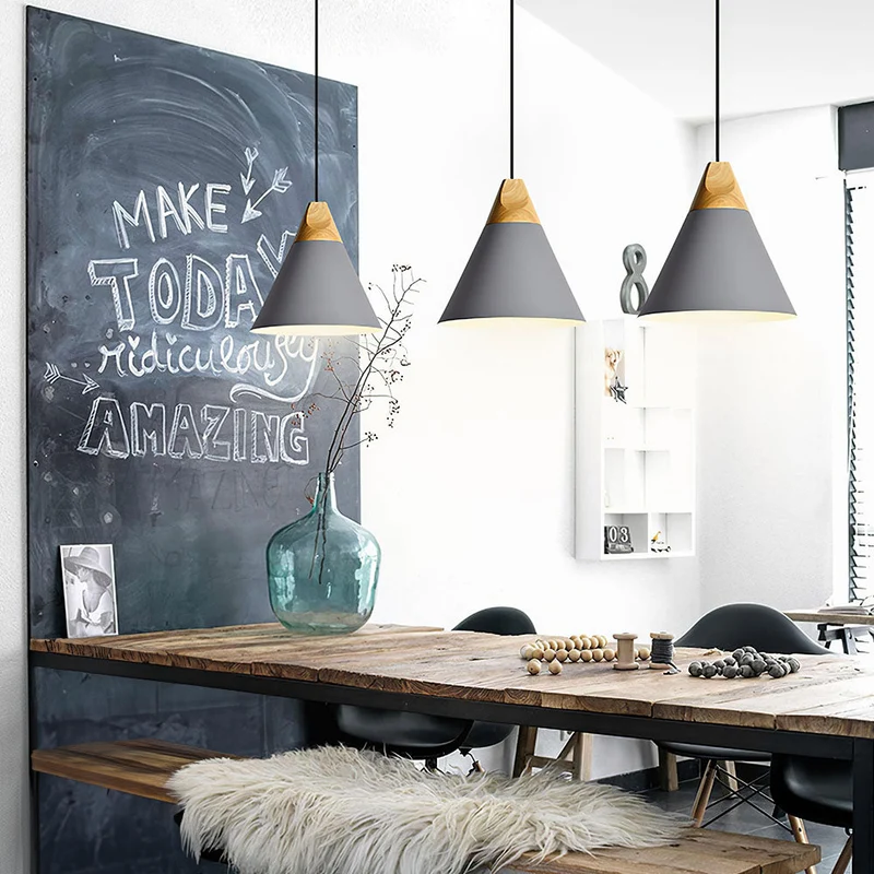 Hanglamp Hout Aluminium E27 Kleurrijk Eetkamer Woonkamer Keuken Designlamp Modern | Sansoti