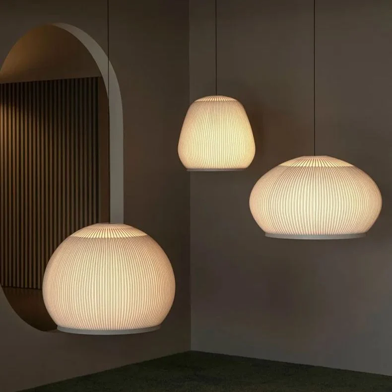 Japandi Hanglamp 3D Lycra 45 cm Beige Eettafel Woonkamer Dimbare LED Hanglamp Scandinavische Verlichting Interieur | Sansoti
