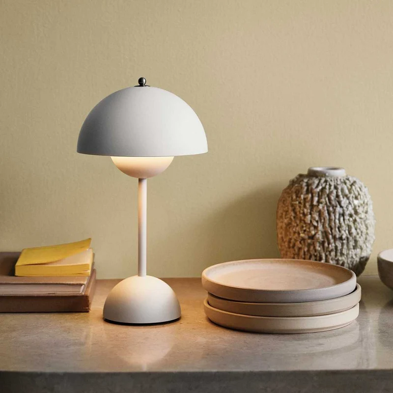 Tafellamp paddenstoel LED USB oplaadbaar draadloos nachtkastje bureau sfeerlicht interieur | Sansoti