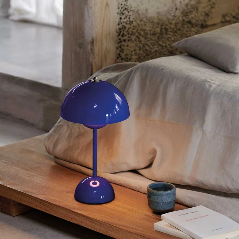 Tafellamp paddenstoel LED USB oplaadbaar draadloos nachtkastje bureau sfeerlicht interieur | Sansoti