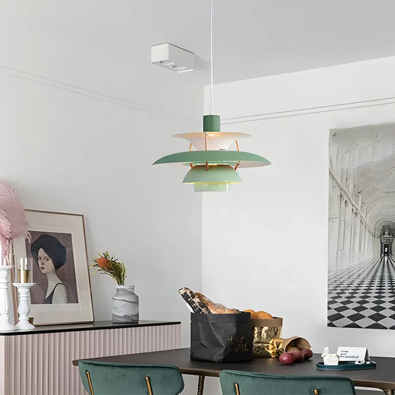 Hanglamp Metaal E27 Groen Eettafel Woonkamer Gelaagde Designlamp Scandinavische Hanglamp Sfeerverlichting Interieur | Sansoti