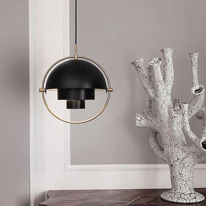 Hanglamp metaal staal E27 zwart messing eettafel woonkamer Scandinavisch design hanglamp draaibare kap modern | Sansoti