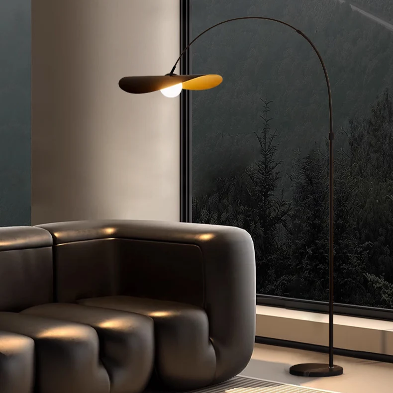 Boog Vloerlamp LED IJzer Acryl Zwart Woonkamer Leeshoek Staande Lamp Minimalistisch Wabi Sabi Booglamp Modern Interieur | Sansoti