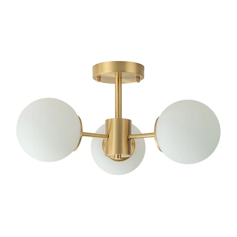 Sputnik Plafondlamp 3 Lichts Messing Opaal Glas 48cm E26 Woonkamer Slaapkamer Eetkamer Entree Mid-Century Bubble Flush Mount Badkamer | Sansoti