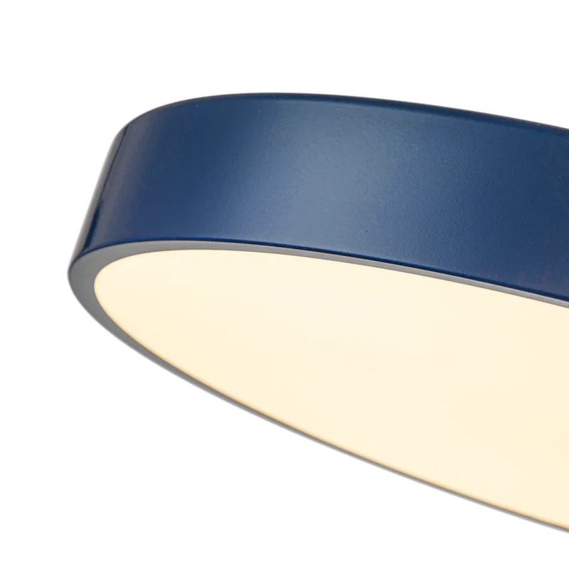 LED Plafondlamp Rond Blauw Messing 40cm 24W Dimbaar 5 Kleurtemperaturen Slaapkamer Keuken Woonkamer Entree Coastal Semi Flush Mount | Sansoti