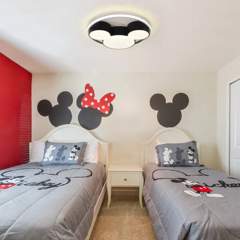 Kinderkamer Plafondlamp LED Zwart Wit 45cm 52cm Dimbaar Afstandsbediening Slaapkamer Woonkamer Speelkamer Aluminium Acryl Muisdesign | Sansoti
