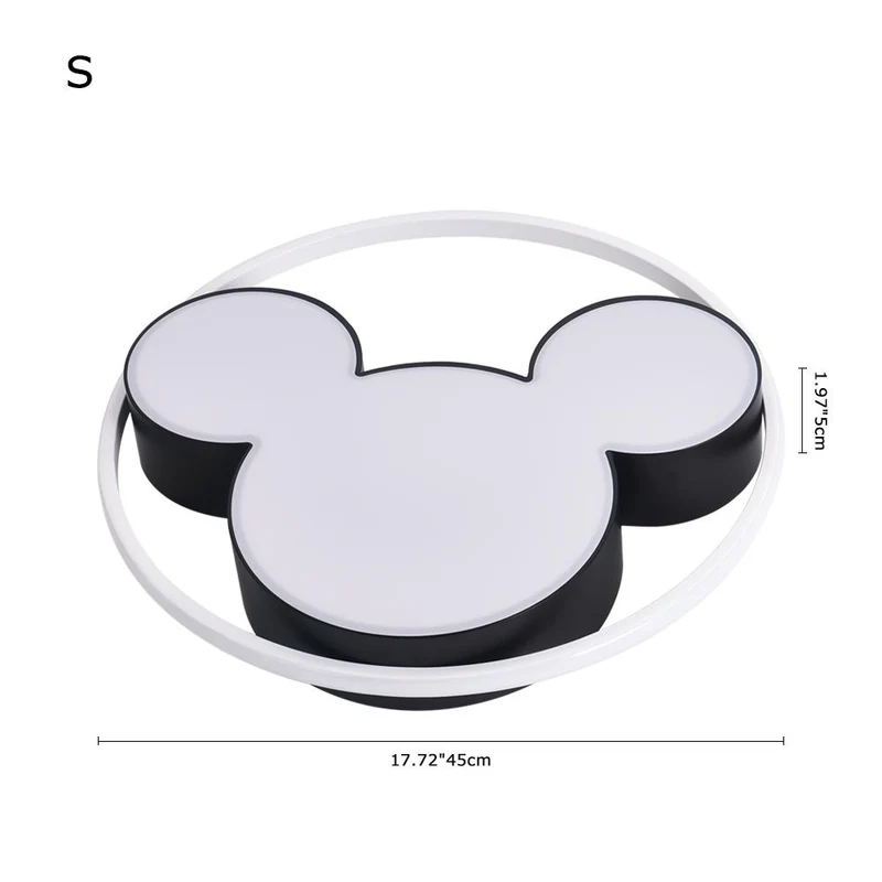 Kinderkamer Plafondlamp LED Zwart Wit 45cm 52cm Dimbaar Afstandsbediening Slaapkamer Woonkamer Speelkamer Aluminium Acryl Muisdesign | Sansoti