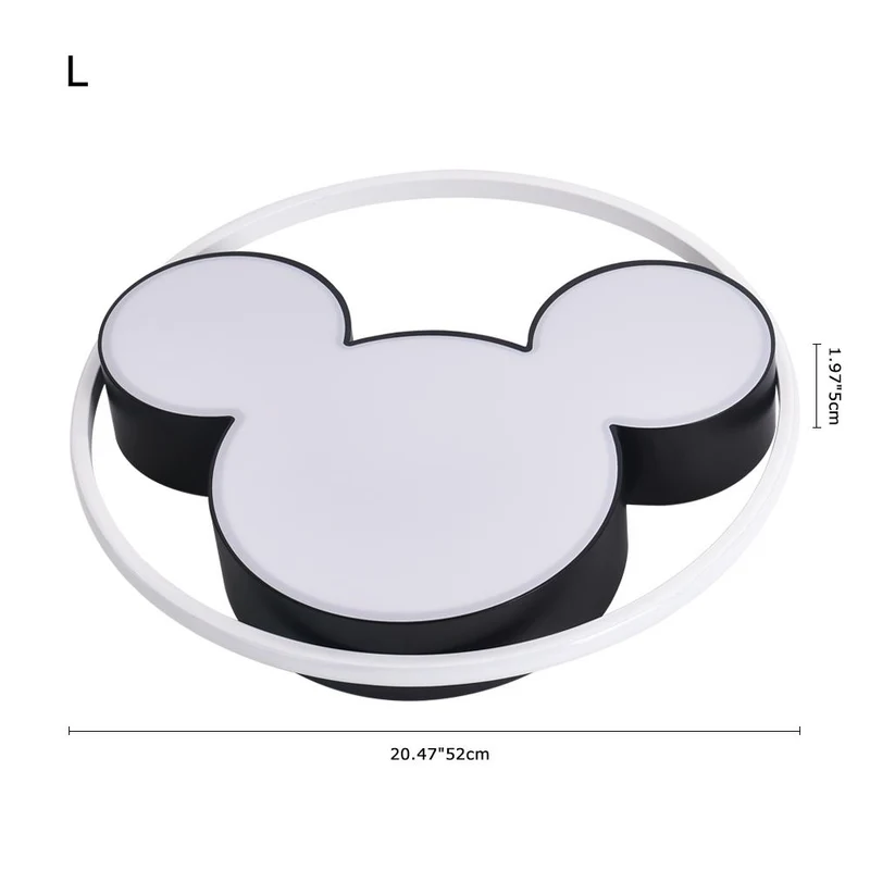 Kinderkamer Plafondlamp LED Zwart Wit 45cm 52cm Dimbaar Afstandsbediening Slaapkamer Woonkamer Speelkamer Aluminium Acryl Muisdesign | Sansoti