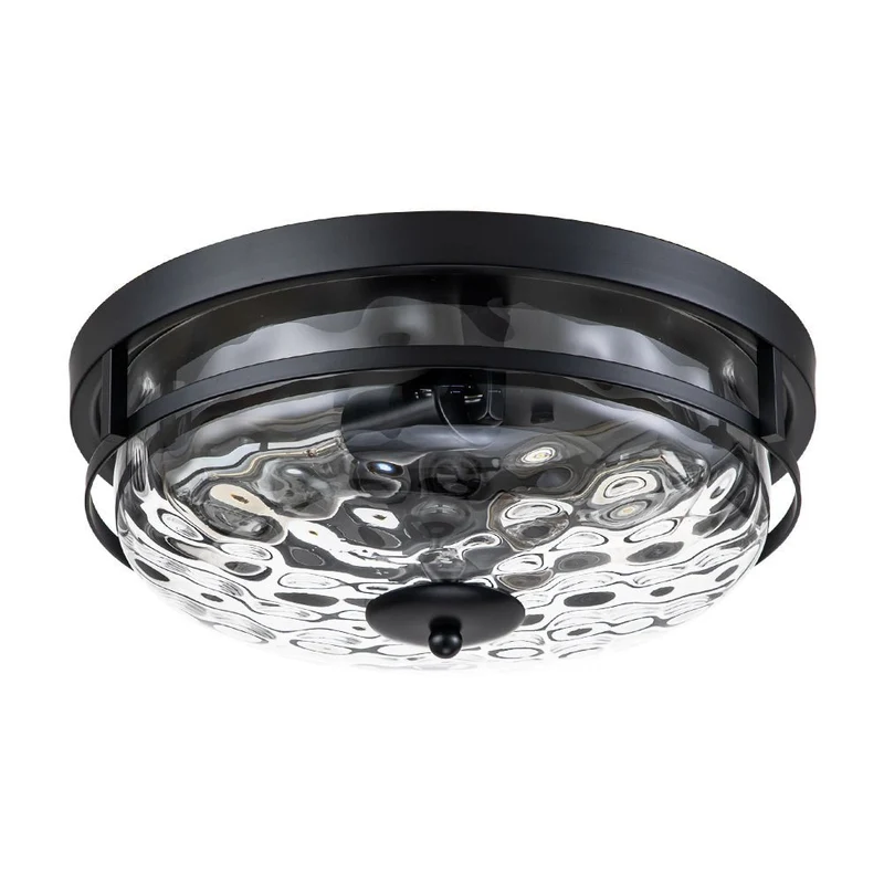Glazen Plafondlamp Rond Zwart Goud Gehamerd Glas 33cm Woonkamer Slaapkamer Flush Mount Farmhouse Entree Eetkamer Badkamer | Sansoti