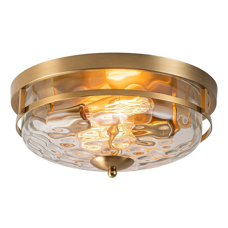 Glazen Plafondlamp Rond Zwart Goud Gehamerd Glas 33cm Woonkamer Slaapkamer Flush Mount Farmhouse Entree Eetkamer Badkamer | Sansoti
