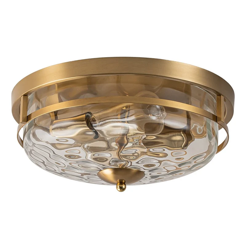 Glazen Plafondlamp Rond Zwart Goud Gehamerd Glas 33cm Woonkamer Slaapkamer Flush Mount Farmhouse Entree Eetkamer Badkamer | Sansoti