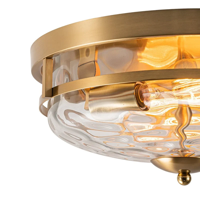 Glazen Plafondlamp Rond Zwart Goud Gehamerd Glas 33cm Woonkamer Slaapkamer Flush Mount Farmhouse Entree Eetkamer Badkamer | Sansoti