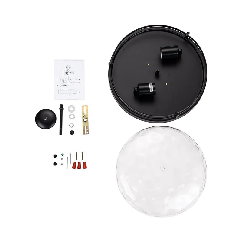 Glazen Plafondlamp Rond Zwart Goud Gehamerd Glas 33cm Woonkamer Slaapkamer Flush Mount Farmhouse Entree Eetkamer Badkamer | Sansoti