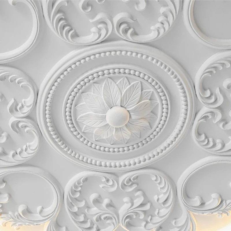 Led Plafondlamp Rond Wit 48.5cm Woonkamer Slaapkamer Dimbaar Klassiek Ornament Medallion Flush Mount Hal Badkamer | Sansoti