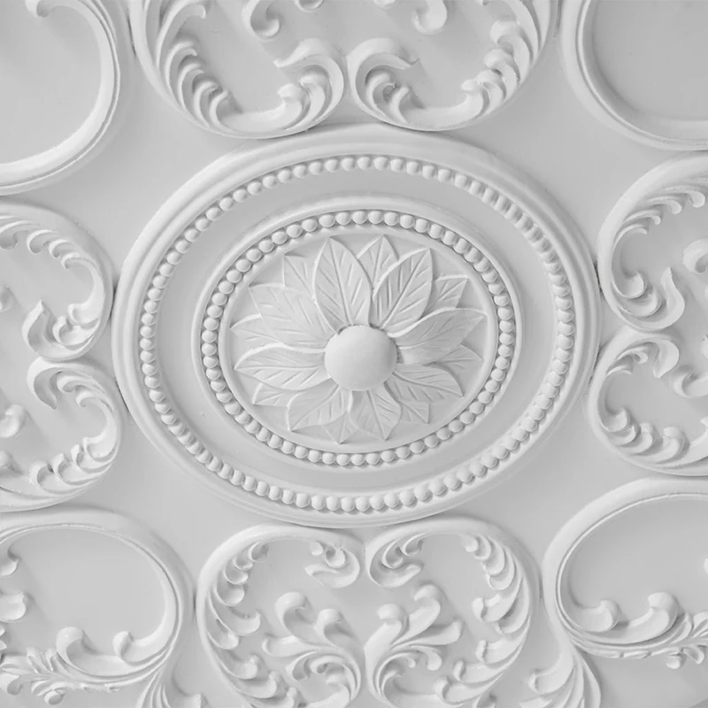Led Plafondlamp Rond Wit 48.5cm Woonkamer Slaapkamer Dimbaar Klassiek Ornament Medallion Flush Mount Hal Badkamer | Sansoti