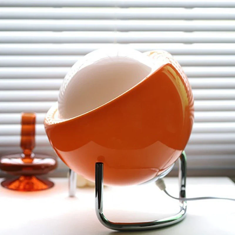 Glazen Bolvormige Tafellamp LED Oranje Retro Slaapkamer Woonkamer Nachtkastje Bureaulamp Bauhaus Nordic Sfeerverlichting Decoratief | Sansoti
