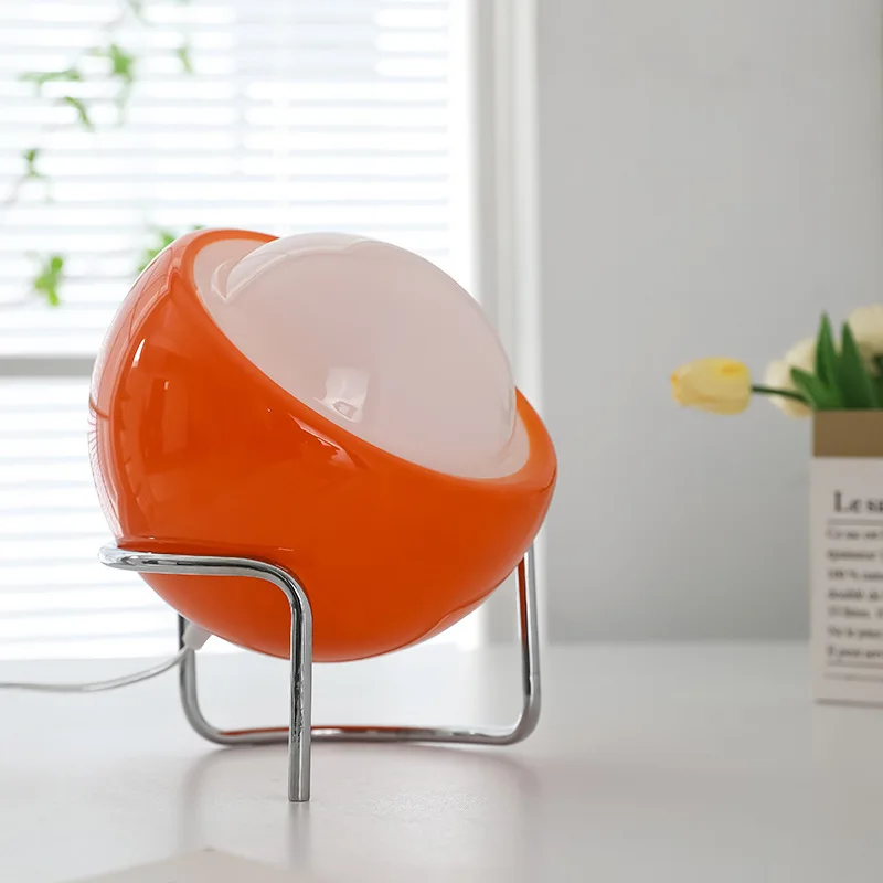 Glazen Bolvormige Tafellamp LED Oranje Retro Slaapkamer Woonkamer Nachtkastje Bureaulamp Bauhaus Nordic Sfeerverlichting Decoratief | Sansoti