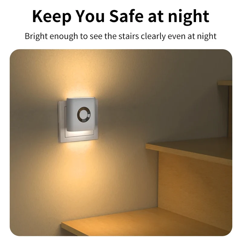 LED Wandlamp Stopcontact Bewegingssensor 5.8G Radar Warm Wit Slaapkamer Gang Toilet Nachtlamp Automatisch Sensor Nachtlicht Plug-in | Sansoti
