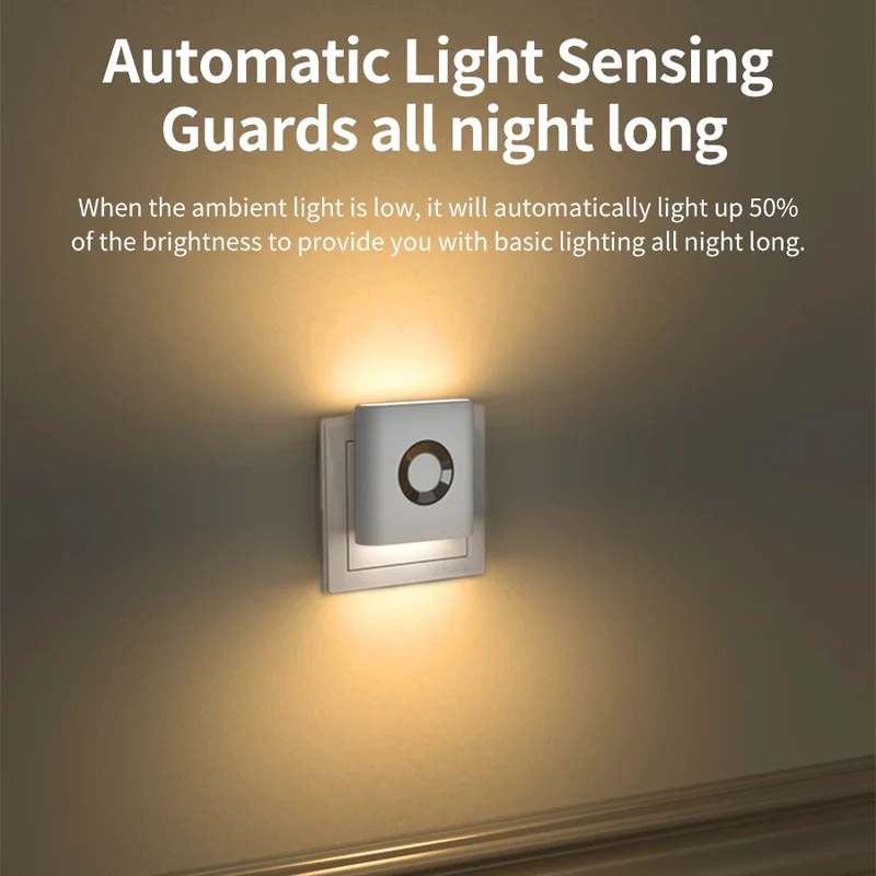 LED Wandlamp Stopcontact Bewegingssensor 5.8G Radar Warm Wit Slaapkamer Gang Toilet Nachtlamp Automatisch Sensor Nachtlicht Plug-in | Sansoti
