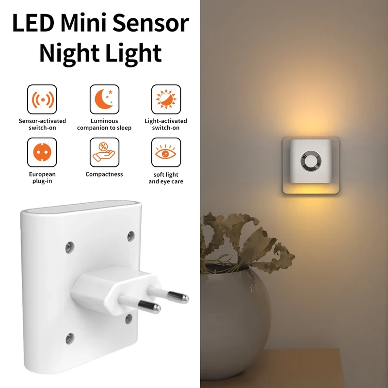 LED Wandlamp Stopcontact Bewegingssensor 5.8G Radar Warm Wit Slaapkamer Gang Toilet Nachtlamp Automatisch Sensor Nachtlicht Plug-in | Sansoti