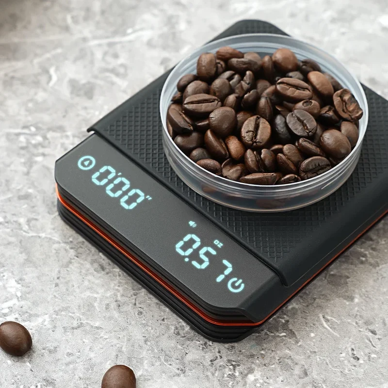 Koffieweegschaal Digitaal 2000g Oplaadbaar USB-C Timer Espresso Precisie 0,1g LED Compact Draagbaar Barista Keukenweegschaal | Sansoti