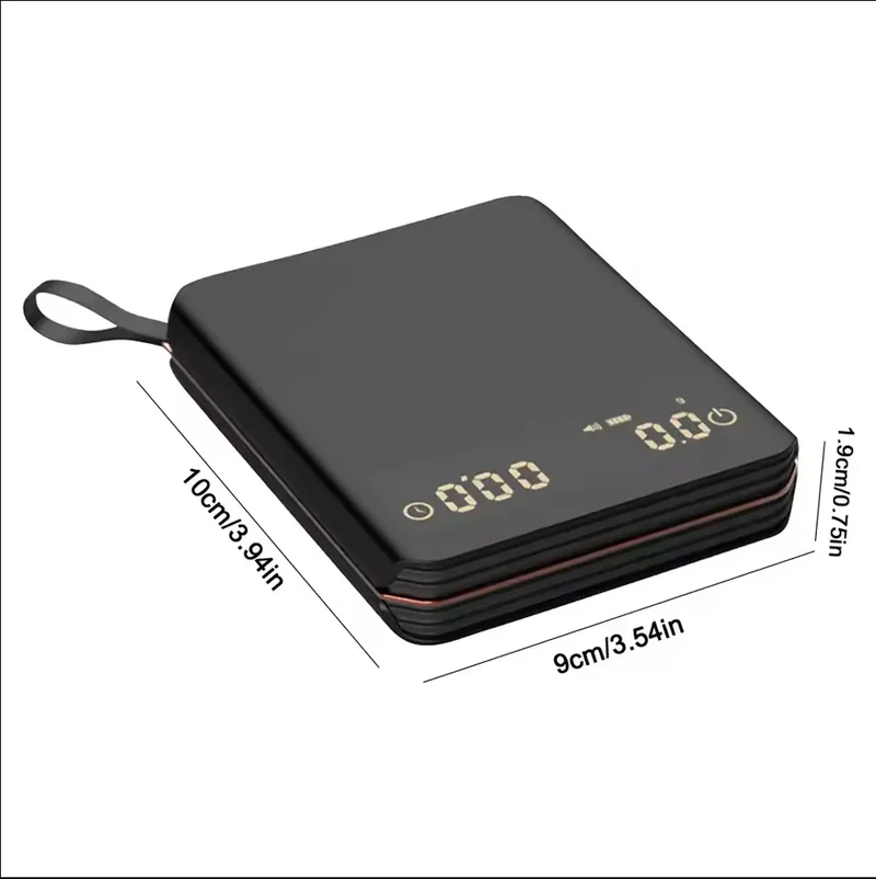 Koffieweegschaal Digitaal 2000g Oplaadbaar USB-C Timer Espresso Precisie 0,1g LED Compact Draagbaar Barista Keukenweegschaal | Sansoti
