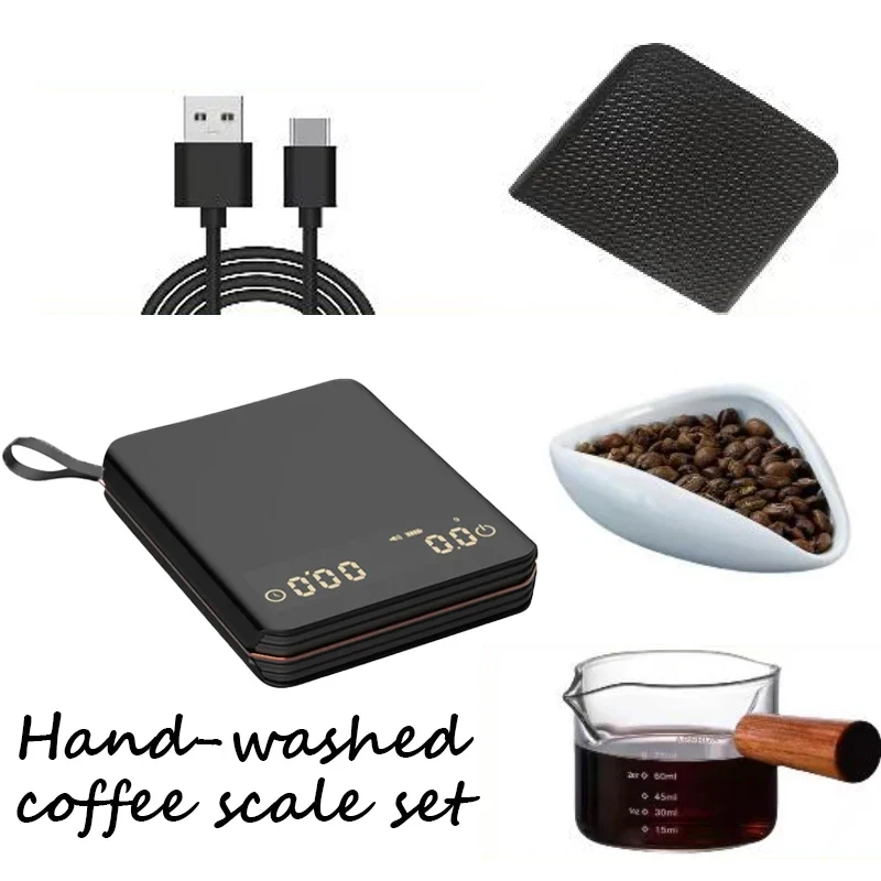 Koffieweegschaal Digitaal 2000g Oplaadbaar USB-C Timer Espresso Precisie 0,1g LED Compact Draagbaar Barista Keukenweegschaal | Sansoti