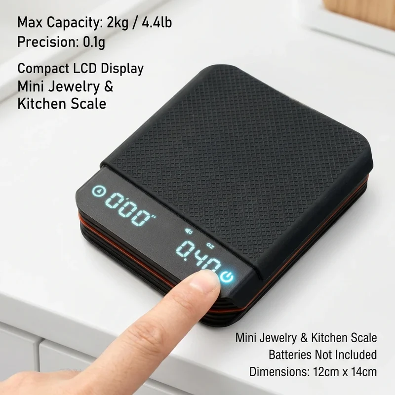 Koffieweegschaal Digitaal 2000g Oplaadbaar USB-C Timer Espresso Precisie 0,1g LED Compact Draagbaar Barista Keukenweegschaal | Sansoti