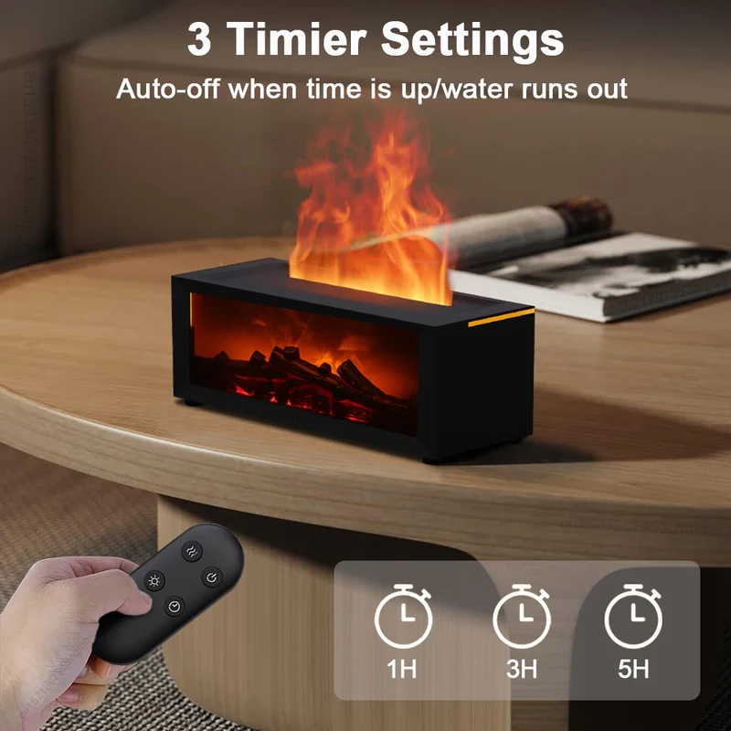Open Haard Luchtbevochtiger Vlam 150ml 7 Kleuren Aroma Diffuser Afstandsbediening Slaapkamer Woonkamer Geurverspreider Timer | Sansoti