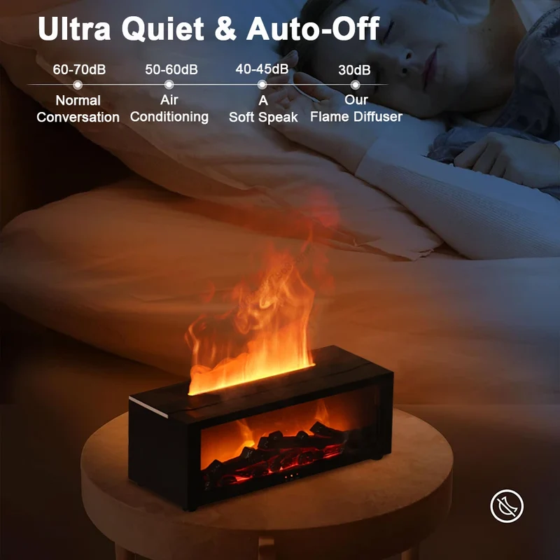 Open Haard Luchtbevochtiger Vlam 150ml 7 Kleuren Aroma Diffuser Afstandsbediening Slaapkamer Woonkamer Geurverspreider Timer | Sansoti