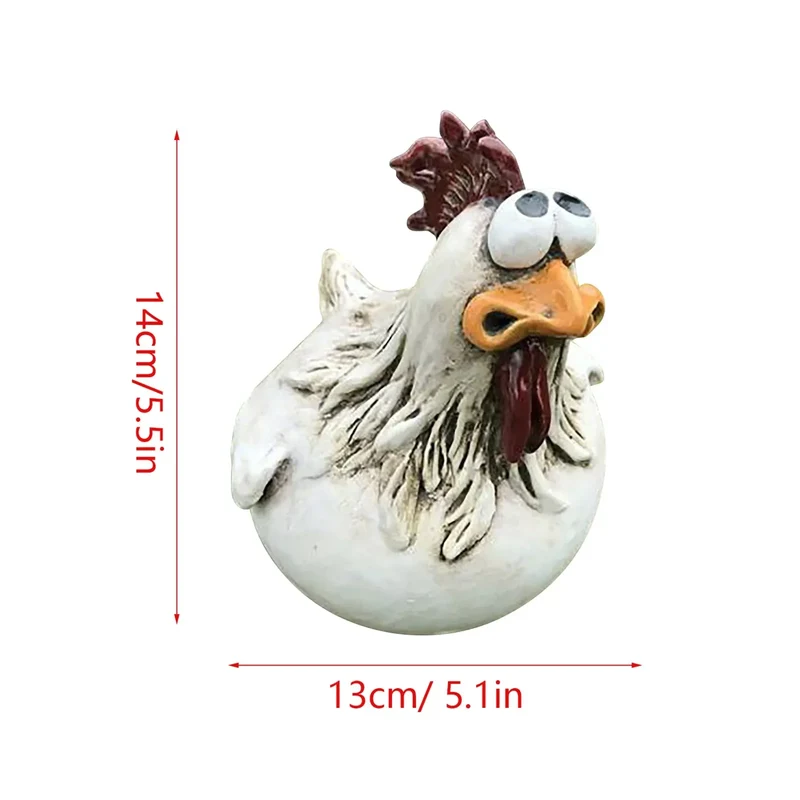 Grappige Kip Hekdecoratie Hars 14cm Tuin Beeldje Boerderij Schutting Ornament Buitendecoratie Cadeau Tuinbeeldje | Sansoti