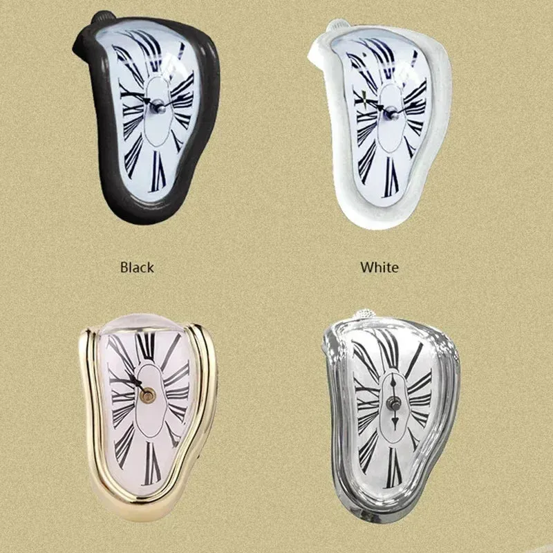 Smeltende Klok Salvador Dali Stijl 18x12x15cm Kunststof Aluminium Surrealistisch Decoratief Uurwerk Plank Tafel Woonkamer Cadeau | Sansoti