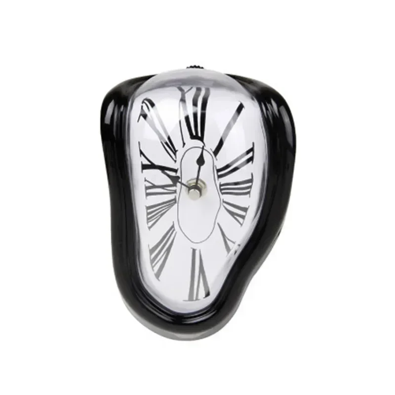 Smeltende Klok Salvador Dali Stijl 18x12x15cm Kunststof Aluminium Surrealistisch Decoratief Uurwerk Plank Tafel Woonkamer Cadeau | Sansoti