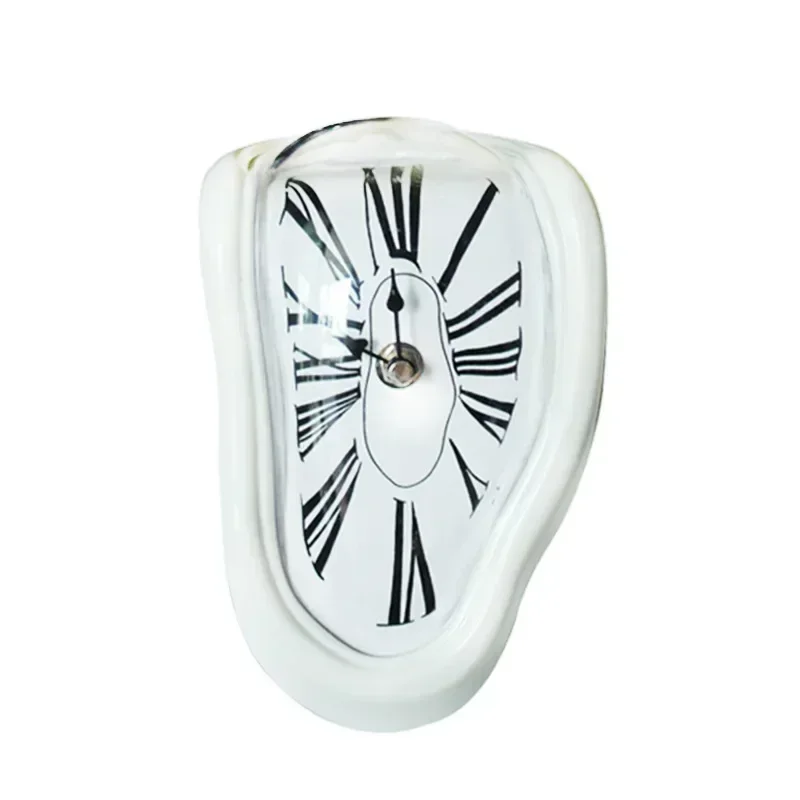 Smeltende Klok Salvador Dali Stijl 18x12x15cm Kunststof Aluminium Surrealistisch Decoratief Uurwerk Plank Tafel Woonkamer Cadeau | Sansoti