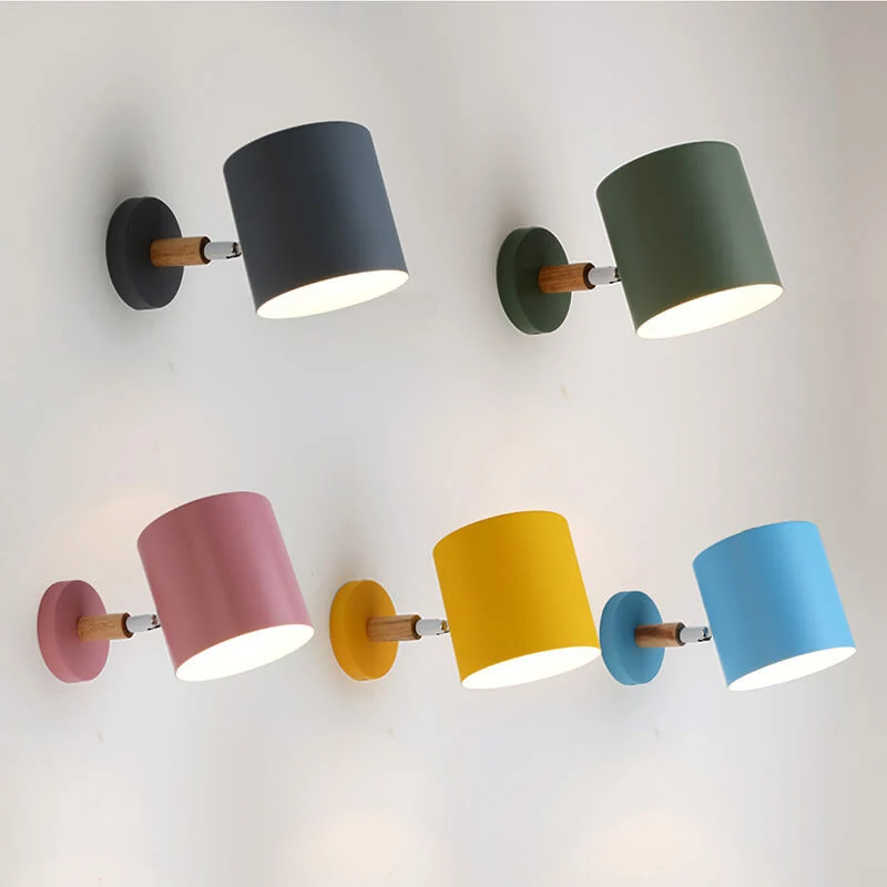 Wandlamp Metaal Hout Verstelbaar Slaapkamer Woonkamer Scandinavisch Macaronkleur E27 Bedlamp Muurlamp | Sansoti