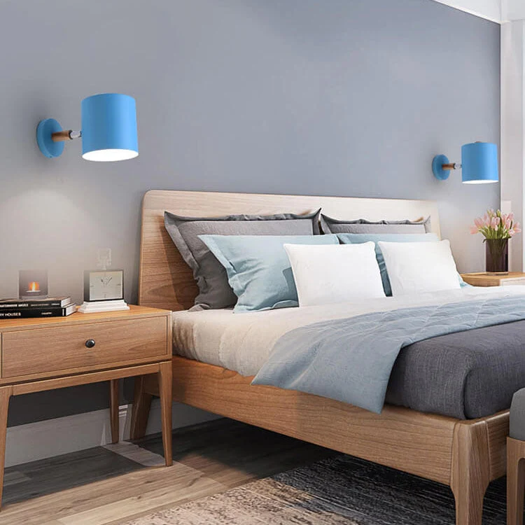 Wandlamp Metaal Hout Verstelbaar Slaapkamer Woonkamer Scandinavisch Macaronkleur E27 Bedlamp Muurlamp | Sansoti